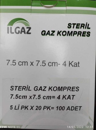 Ilgaz Steril Gaz Kompres 7,5*7,5 Cm