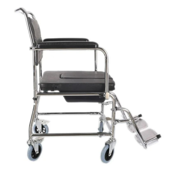 Tuvaletli Tekerlekli Katlanır Hasta Sandalyesi Deri Sürgülü