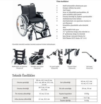 Ottobock Lüx Tekerlekli Sandalye 50cm